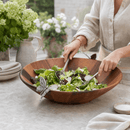 Butterfly Acacia Wood Salad Serving Bowl with Pewter Accents - BlueJay Avenue