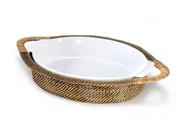 Calaisio Oval Casserole Basket with Stoneware Serving Dish - BlueJay Avenue