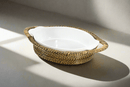 Calaisio Oval Stoneware Casserole Dish with Handwoven Basket, 4QT/2QT - BlueJay Avenue