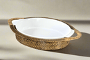 Calaisio Oval Stoneware Casserole Dish with Handwoven Basket, 4QT/2QT - BlueJay Avenue