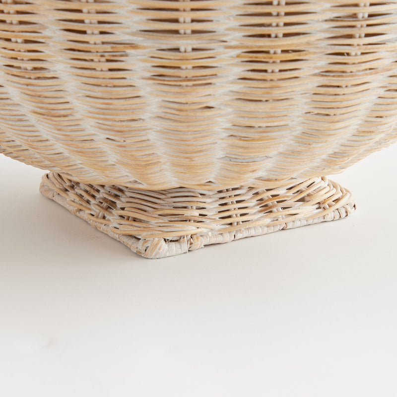 Charleston White Rattan Footed Bowl - BlueJay Avenue