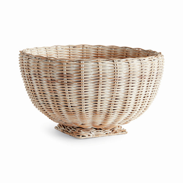 Charleston White Rattan Footed Bowl - BlueJay Avenue