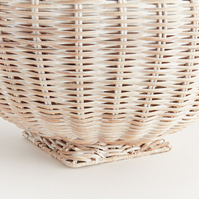Charleston White Rattan Footed Bowl - BlueJay Avenue