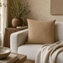 Chevron Woven Leather Throw Pillow, Camel, 20 x 20 in - BlueJay Avenue