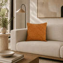 Chevron Woven Suede Leather Pillow, Cognac - 20 x 20 in - BlueJay Avenue