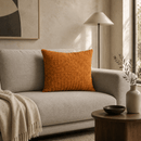 Chevron Woven Suede Leather Pillow, Cognac - 20 x 20 in - BlueJay Avenue