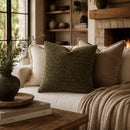 Chevron Woven Suede Leather Throw Pillow, Forest, 20 x 20 - BlueJay Avenue