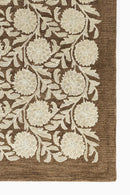 Cotswold Brown Floral Hand Tufted Wool Rug - BlueJay Avenue