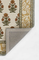 Cotswold Gold Floral Cottage Style Wool Rug - BlueJay Avenue