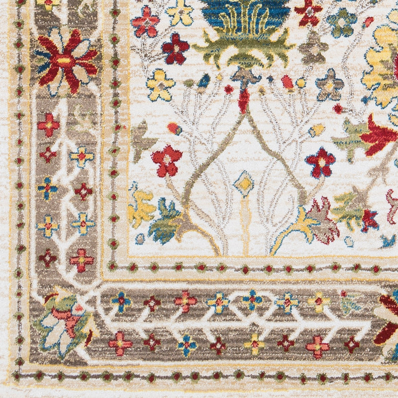 Crafty Beige & White Medium Pile Traditional Area Rug - BlueJay Avenue