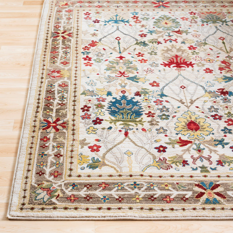 Crafty Beige & White Medium Pile Traditional Area Rug - BlueJay Avenue