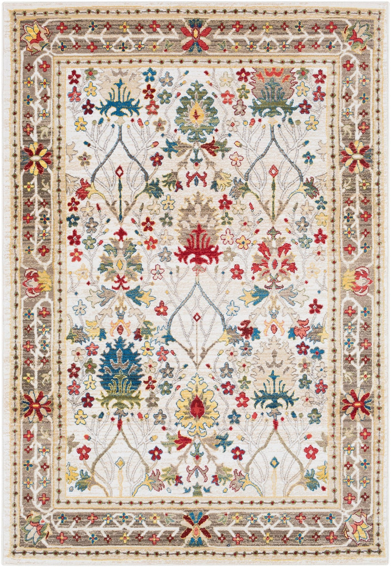 Crafty Beige & White Medium Pile Traditional Area Rug - BlueJay Avenue