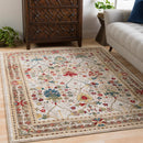 Crafty Beige & White Medium Pile Traditional Area Rug - BlueJay Avenue