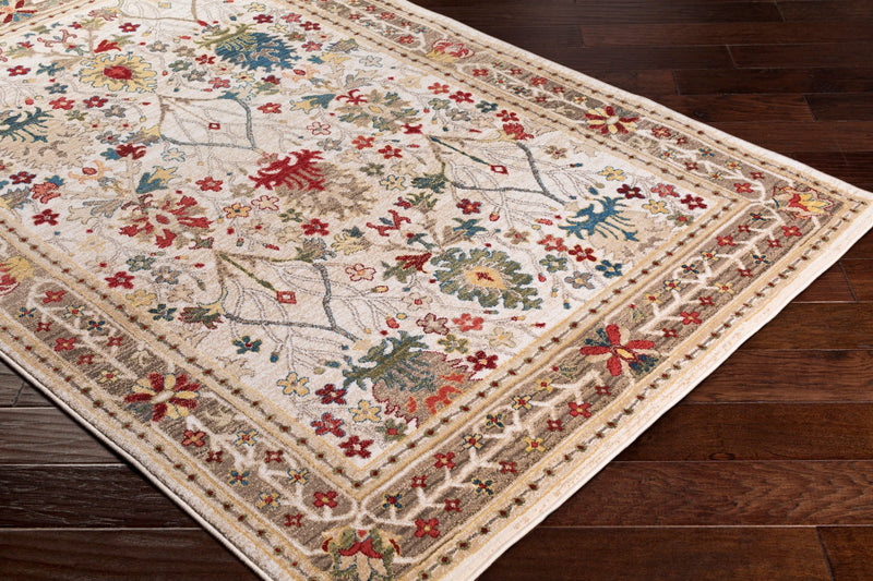 Crafty Beige & White Medium Pile Traditional Area Rug - BlueJay Avenue