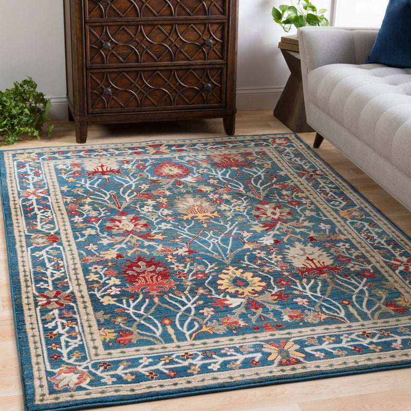 Crafty Medium Pile Blue Traditional Area Rug - BlueJay Avenue