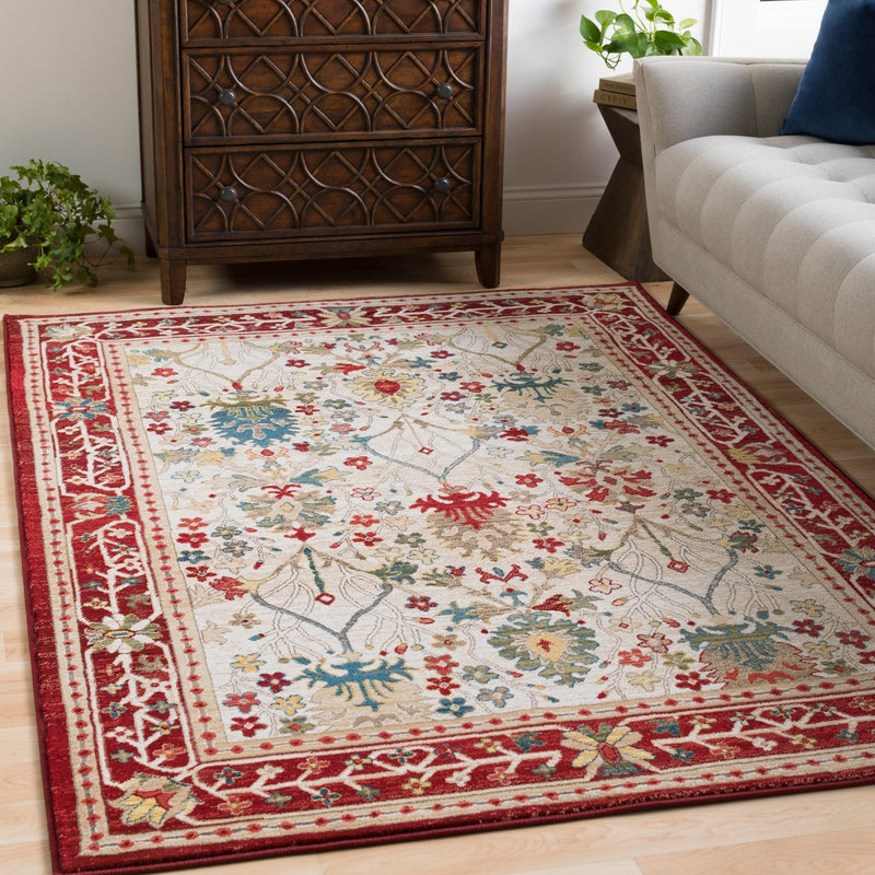 Crafty Medium Pile Red Traditional Area Rug - BlueJay Avenue