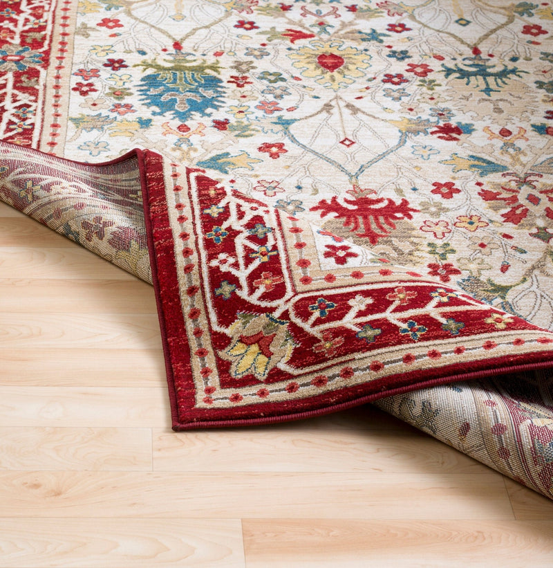 Crafty Medium Pile Red Traditional Area Rug - BlueJay Avenue