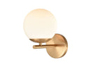 Hollywood Blvd Satin Brass Opal Glass Globe Wall Sconce - BlueJay Avenue