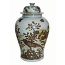 Dali Rustic Brown Flower Bird Porcelain Ginger Jar - BlueJay Avenue