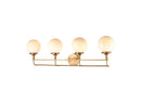 Beverly Hills 4-Light Satin Brass Bathroom Vanity Light - BlueJay Avenue