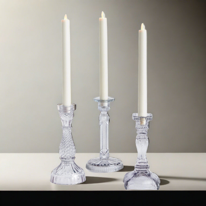 Estella Glass Candle Holders, Set of 3 - BlueJay Avenue