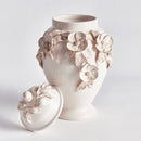 Fiori Handmade Italian White Ceramic Ginger Jar with Floral Lid - BlueJay Avenue