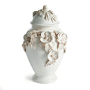 Fiori Handmade Italian White Ceramic Ginger Jar with Floral Lid - BlueJay Avenue
