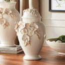 Fiori Handmade Italian White Ceramic Ginger Jar with Floral Lid - BlueJay Avenue