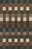 Fletcher Mid Century Modern Wool Checkered Rug in Multi - BlueJay Avenue