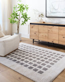 Fossay Dark Grey and Beige Washable Checkered Shag Rug - BlueJay Avenue