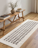 Fossay Dark Grey and Beige Washable Checkered Shag Rug - BlueJay Avenue