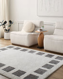 Fossay Grey & Beige Modern Washable Shag Rug - BlueJay Avenue