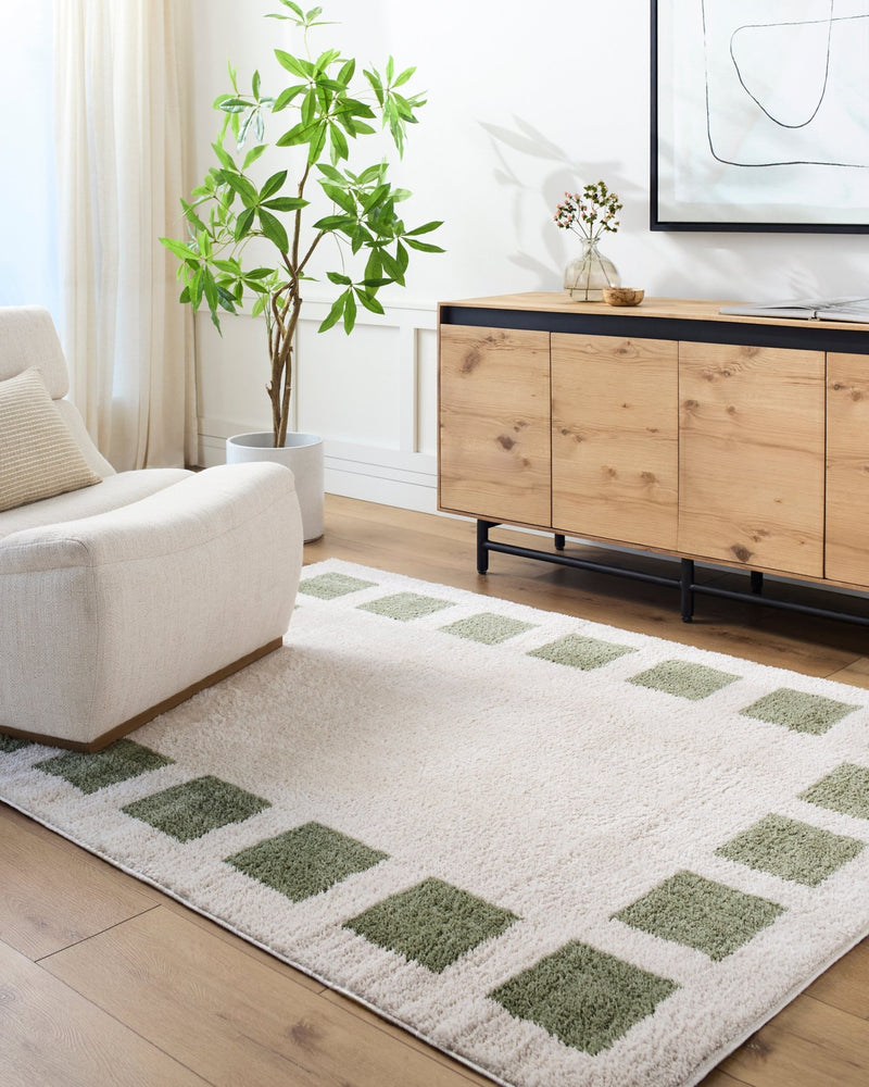 Fossay Olive Modern Washable Shag Rug - BlueJay Avenue