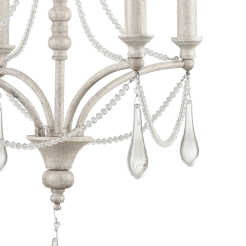 French Parlor White Dimmable Crystal Farmhouse Chandelier - BlueJay Avenue