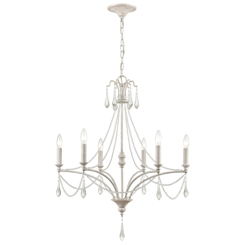 French Parlor White Dimmable Crystal Farmhouse Chandelier - BlueJay Avenue