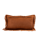 Fringe Leather Lumbar Pillow, Cognac, 12 x 22 - BlueJay Avenue