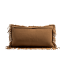 Fringe Leather Lumbar Pillow, Vintage Brown, 12 x 22 - BlueJay Avenue