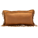 Fringe Suede Leather Lumbar Pillow, Camel, 12 x 22 - BlueJay Avenue
