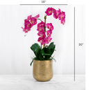 Fuchsia Pink Faux Orchid Arrangement in Gold Pot – Tall Orchid Centerpiece - BlueJay Avenue