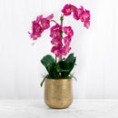 Fuchsia Pink Faux Orchid Arrangement in Gold Pot – Tall Orchid Centerpiece - BlueJay Avenue