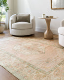 Galey Alix Luciana Hand Tufted Blush Pink Medalion Traditional Area Rug - BlueJay Avenue