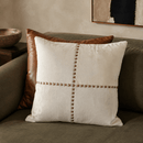 Gazel Hair-On Cowhide Leather Throw Pillow, Cream, 20 x 20 - BlueJay Avenue