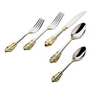 Godinger 20th Century Baroque Accented 24kt Gold Plated 18/10 Stainless Steel Flatware Set, 20 Piece Service for 4 - BlueJay Avenue