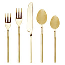 Godinger Cubit Mirrored 18/10 Stainless Steel Gold Flatware Set, 20 Piece Service for 4 - BlueJay Avenue