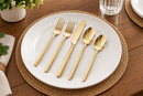 Godinger Cubit Mirrored 18/10 Stainless Steel Gold Flatware Set, 20 Piece Service for 4 - BlueJay Avenue