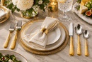 Godinger Donatella 24k Gold Plated 18/10 Stainless Steel Flatware Set, 20 Piece Service for 4 - BlueJay Avenue