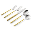 Godinger Esagono Mirrored Gold 18/10 Stainless Steel Flatware Set, 20 Piece Service for 4 - BlueJay Avenue