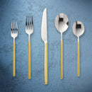 Godinger Esagono Mirrored Gold 18/10 Stainless Steel Flatware Set, 20 Piece Service for 4 - BlueJay Avenue