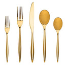 Godinger Milano Mirrored Gold 18/10 Stainless Steel | 20 Piece Flatware Set Service For 4 - BlueJay Avenue