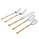Godinger Rattan Mirrored Accented Gold 18/10 Stainless Steel | 20 Piece Flatware Set Service For 4 - BlueJay Avenue